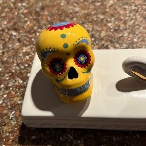 RETIRED Nora Fleming yellow Sugar Skull A187 Mini "No Bones About It"